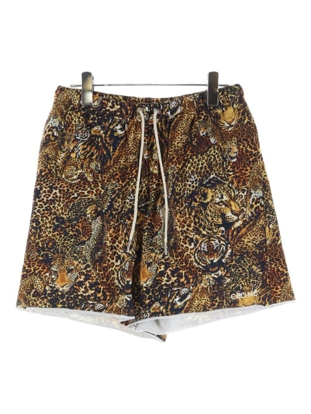 Celine Wideleg Tiger Printed Shorts Print Distressed Sweatshirt Brown